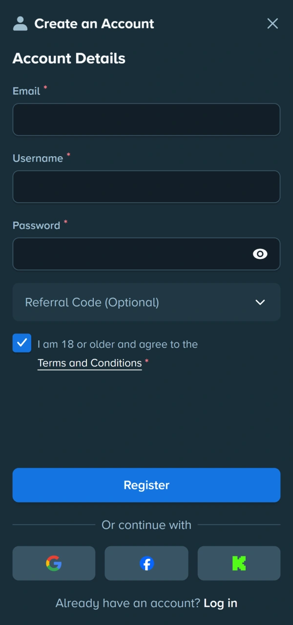 Sign up a verified member profile following how to start betting Stake.
